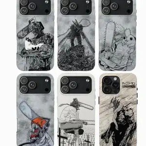 Chainsaw Man Manga Phone Case, Denji Makima Power Aki Pochita Anime Cover Compatible with iPhone X, 11, 12, 13, 14, 15, 16, 17 Plus Pro Promax & SS Galaxy S21-25 Series