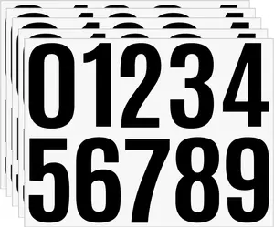 4 Inch Number Stickers, 0-9 Large Mailbox Self Adhesive Vinyl  Number Sticker 0-9 Vinyl  Stickers for Outside, Address on House, Big Mail BOX Number,Garbage BinsBlack