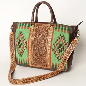 American Darling Tote Hand Tooled Saddle Blanket Genuine Leather Western Women Bag Handbag
