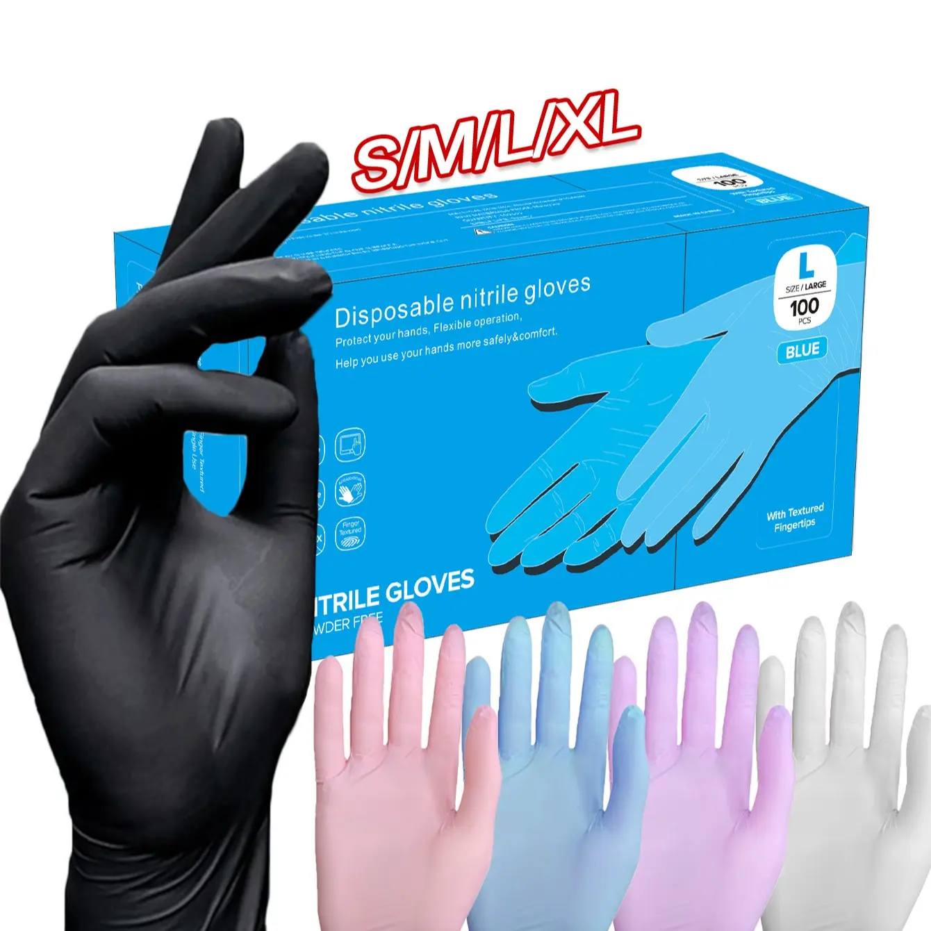 Black nitrile gloves, Durable Cleaning Gloves in packs of 20/50/100, suitable for household kitchen cleaning, manicure, hairdressing, painting, household gadgets, Halloween gifts, Christmas gifts, and household cleaning gloves, Cleaning Supplies