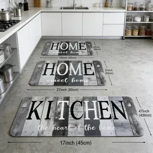3pcs Rural Kitchen Mats, Vintage Grey Wooden Kitchen Floor Mats, Sweetheart Home Kitchen Carpets, Rural Kitchen Decoration, Soft, Suitable for Bedrooms, Living Rooms, Dining Rooms, Gifts for Friends And Family, Kitchen Accessories, Father's Day Gift