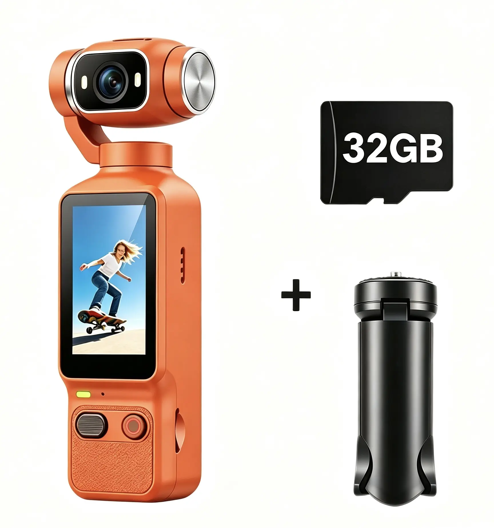 Portable Ultra HD Video Recorder with 180° Rotating Lens, Handheld Stabilizer Pocket Camera, Full Body Camera for Vlogging, Travel & Daily Life Recording, USB Rechargeable, Black, Vlogging Camera, Modern Gadget, Durable Construction, Camcorder