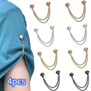 4-Pack Magnetic Clothing Clips, Multi-Function Metal Button Clips for Cuffs, Hem, and Headscarf Decoration, Assorted Colors