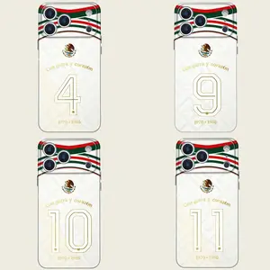 Mexico Away Soccer Jersey Style Phone Case, White Aztec Print Hard Slim Cover for iPhone 17 Pro Max, 16 Plus, 15 Pro, 14, 13, 12, 11 #JKFLKMXG9