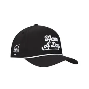 Breezy Golf Have a Day Black & White Rope Hat “Have A Day” Rope Hat – Limited Edition Black Streetwear Golf Cap with Bold Embroidery & Adjustable Snapback