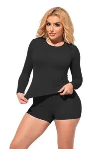 Yoga Top Long Sleeve Tight Fitness Wear, Pilates Outdoor Running Training High Waist Shorts, Sporty Sports Set for All Seasons