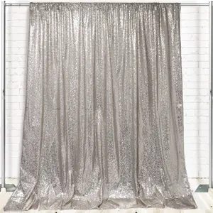 Glitz Sequin on Taffeta Drape/Backdrop 8 ft x 104 Inches Silver
