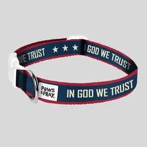 Patriotic Paws & Pray In God We Trust Pet Collar, Durable Collars for 4-Legged Friends, Ideal for Everyday Use & Around the Block Walks