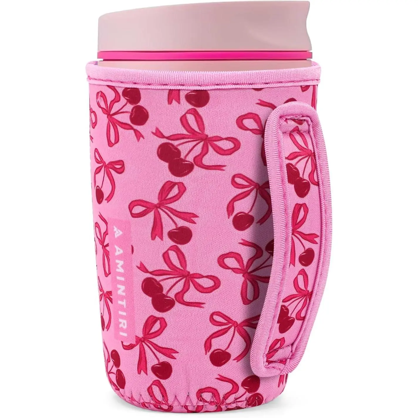 Cute Sleeve for  Coffee Tumbler, Neoprene Cover with Handle for SmoothSip Slider, Scratch Resistant Coffee Mug Sleeve for Women to Office, Workout, Coffee Break. (MochaCheckerboad&Diasy)
