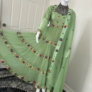Afghani dress with long scarf and pants and jewelry