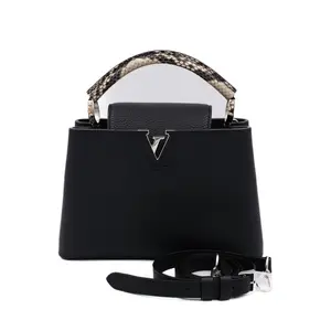 Pre-owned Louis Vuitton Calfskin Top Handle Bag Capucines BB Black JM AY11