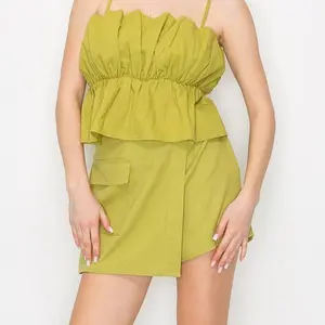 Green Skort Set - Womenswear Skort and Ruffled Design top