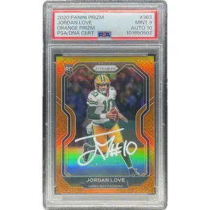 Jordan Love - 2020 Panini Prizm Rookie Orange Prizm #/249 On-Card Autograph - PSA Graded Trading Card