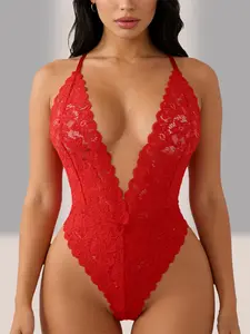 Women's & Floral Lace Jumpsuit Lingerie, Party Nightclub Rave Date Night Theme Party Role Play, Sexy Fitted One-Piece