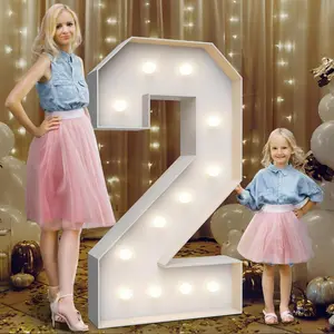 4FT Light Up Numbers 2, Large Marquee Light Up Letters Party Decoration with Weighted Water Bag, Pre-cut Foam Board Set for Birthdays, Weddings, Baby Anniversaries