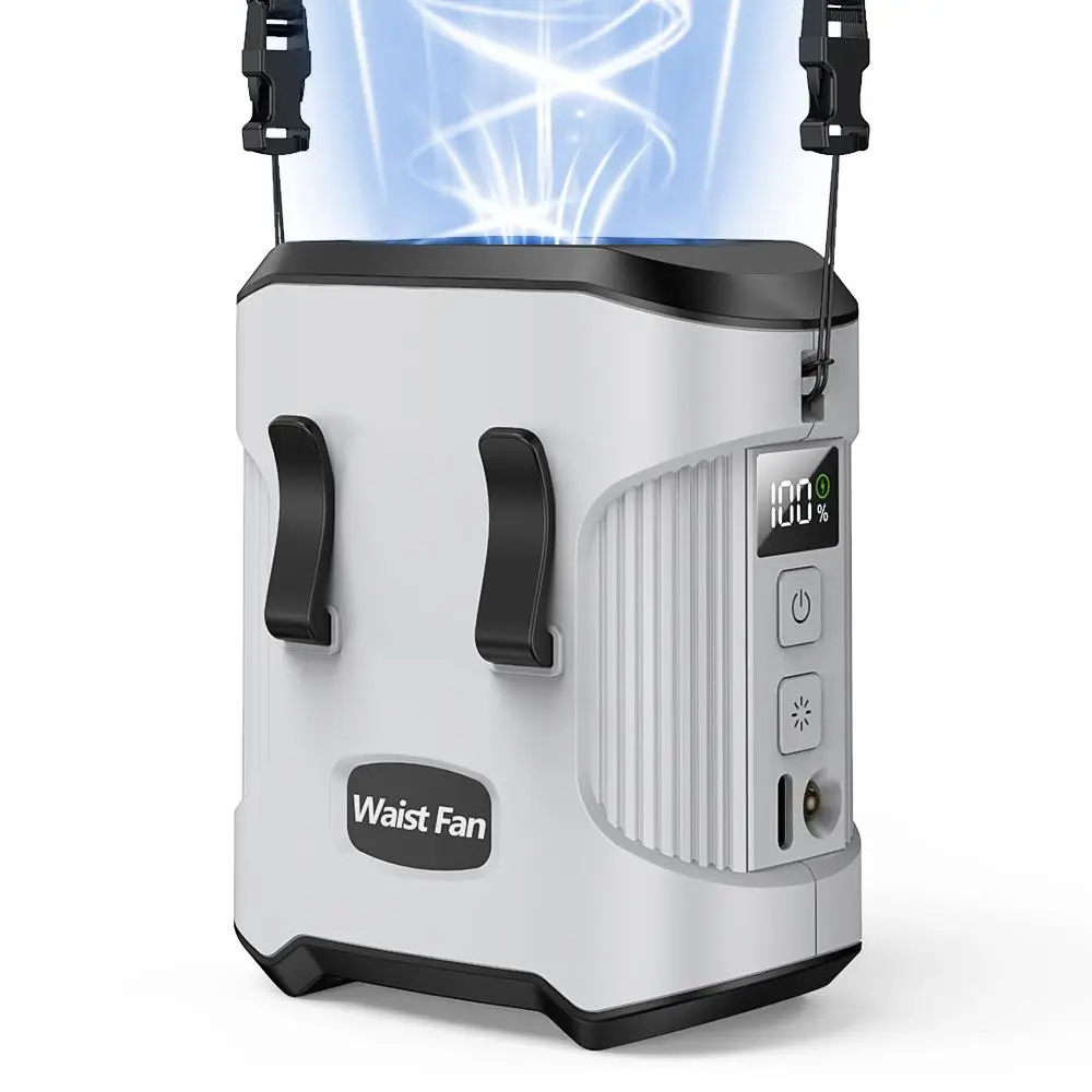 Portable Waist Fan, Usb Rechargeable Belt Fan with 3 Speeds, Wearable Fan Hands-free Neck Fan, Quiet Operation Fan for Outdoor, Office, Commuting, Per