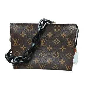 Pre-owned Louis Vuitton canvas Toiletry Bags LV Monogram Coated Toiletry Pouch with Gold Hardware and Detachable Shoulder Strap