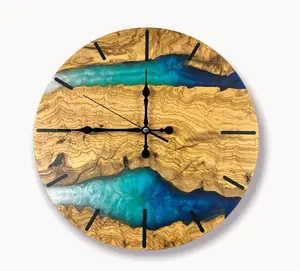 16'' Resin & Olive Wood Wall Clock-Mallorca