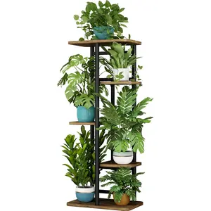 Plant Stand 5 Tier 6 Plant Multiple Flower Rack Holder Shelves Rack Storage Organizer Display Indoor Planter for Balcony Bedroom Patio Garden Living Room, Black