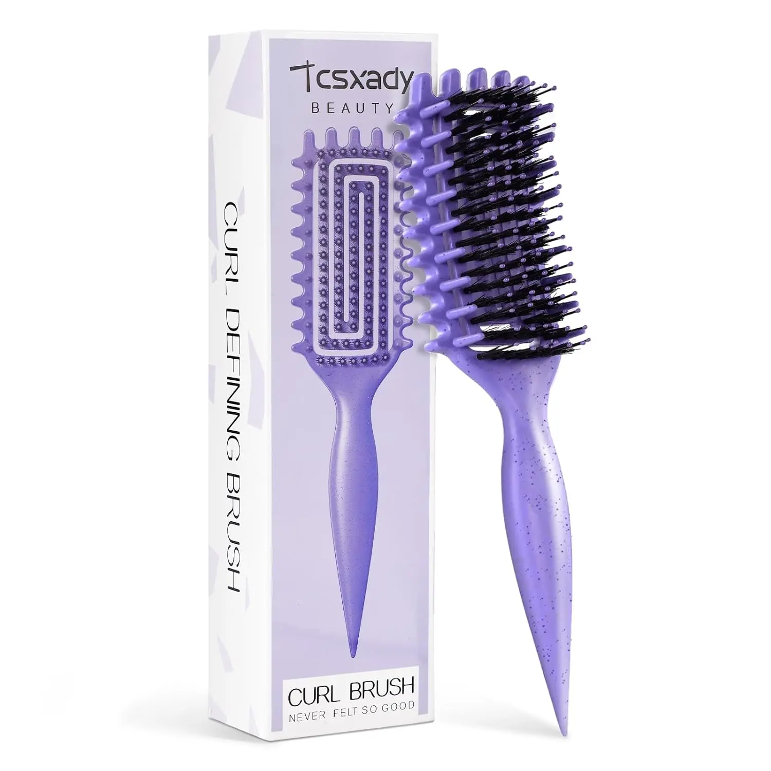 Curly Hair Defining Brush for Frizz-Free Curls & Waves | Vented Detangling Hair Brush for Wet & Dry Hair | Anti-Static Curl Styling Brush for Women & Men (Purple)
