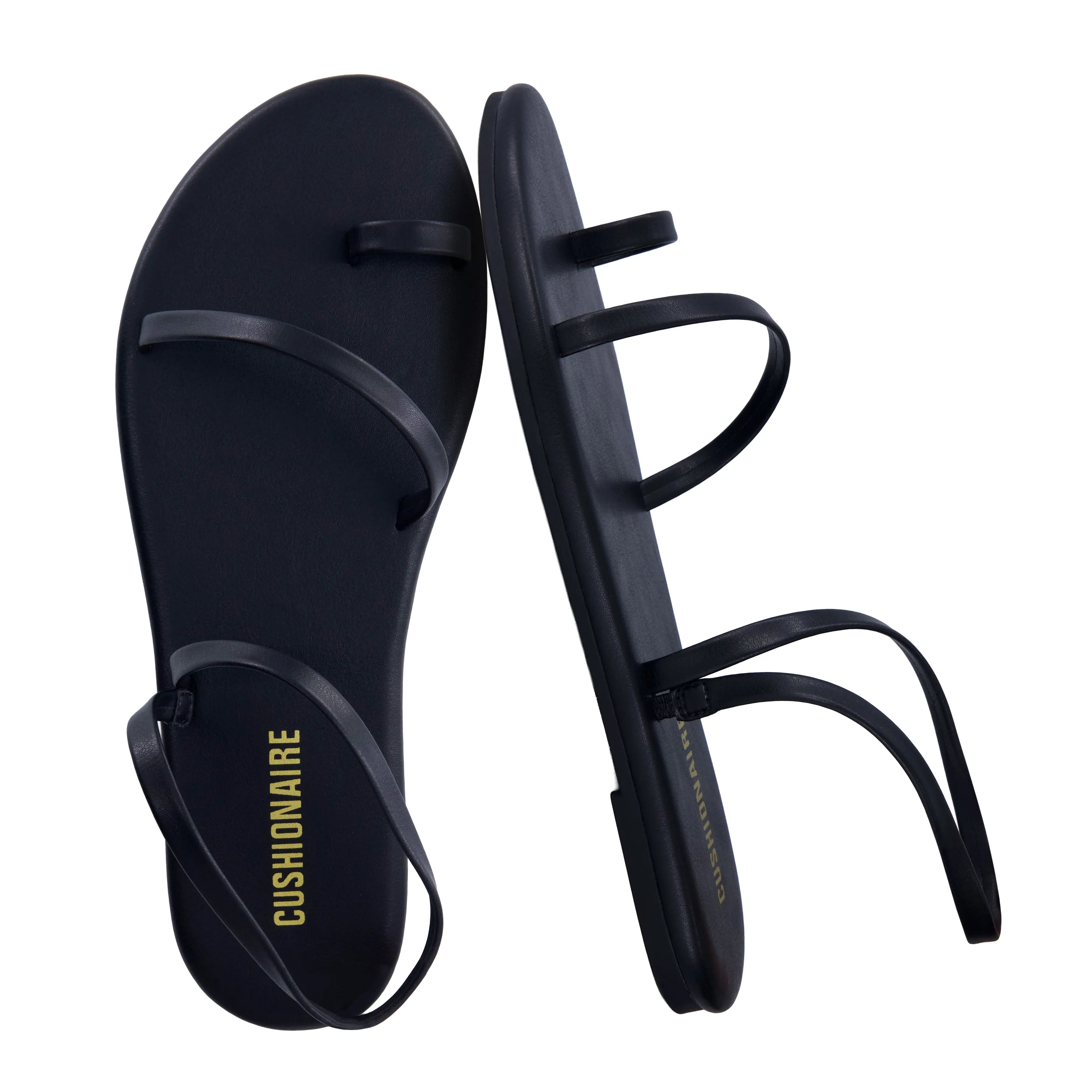 Cushionaire Chai Strappy Flat Sandals for Women | Casual Dressy Summer Slip-On Shoes with Memory Foam