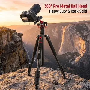 MACTREM CT80 2-in-1 Pro Travel Tripod & Monopod with 360° Ball Head Ultimate Creator Kit for TikTok Vlogging Precision Engineering Red Metal Head