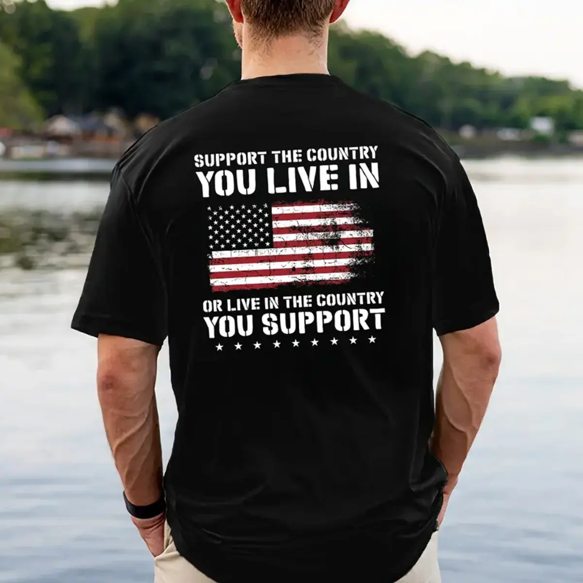 Support The Country You Live In T-Shirt, Patriotic American Flag Tee, USA Pride Hoodie, Conservative Statement Shirt, America First Gift