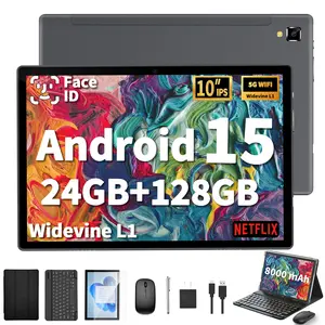 2025 Tablet with Keyboard, 24GB RAM, 128GB ROM(2TB Expand), 10.1 inch Android 15 Tablet, 8000mAh Battery, BT 5.0, GMS Certified, 5G/2.4G WiFi, Tablets with Mouse, Case, Stylus Case