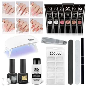 6-Color Complete Polygel Nail Kit with UV Light, 16pcs/set Nail Extension Gel Design Kit, Nail Art Kits for Beginners, Gel Nail Polish & Nail Glue, Nail Tech Supplies, UV Gel Kit for Manicure, Nail Care and Nail Art