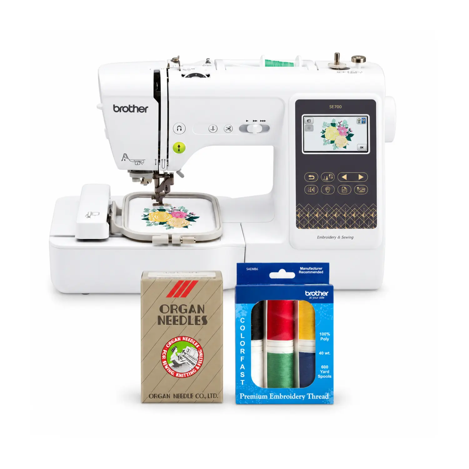 Brother SE700 Elite LCD Sewing and Embroidery Machine Bundle with Essential Sewing Supplies Accessories