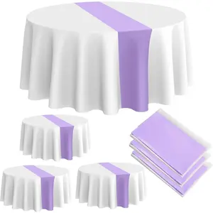 Round Plastic Table Cloth 84 Inch Disposable Table Cover Stain and Wrinkle Resistant  Tablecloths for Holiday Graduation  Shower Wedding Party Decoration(White, ,3 Pcs)