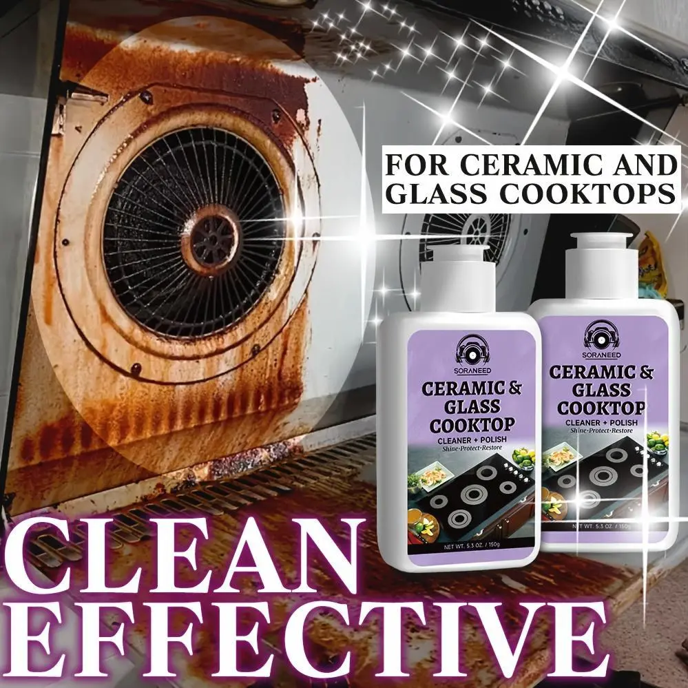 Fast-acting Ceramic Stove Cleaning Kit, A Fast-acting Stovetop Cleaner That Removes Burnt-on Grease And Stains Without Leaving Scratches. Gentle Ingredient, Non-irritating And Non-pungent, No Toxic Residue, A Healthier Home Clean Supplies And Produc