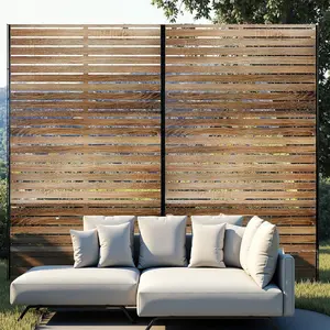 Gaomon Galvanized Steel Privacy Screen, 72" H x 47" W Modern Decorative Fence Panel, Rust-Proof Weather-Resistant Free-Standing Unit, Easy Setup for Patio, Garden