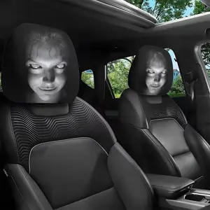 Scary Face Car Decor 2 Pcs Skull Seat Headrest Cover for Auto Interior Decoration Anti Tailgating Prank Vehicle Accessories Funny Horror Halloween Gift Universal Fit Automotive Protection