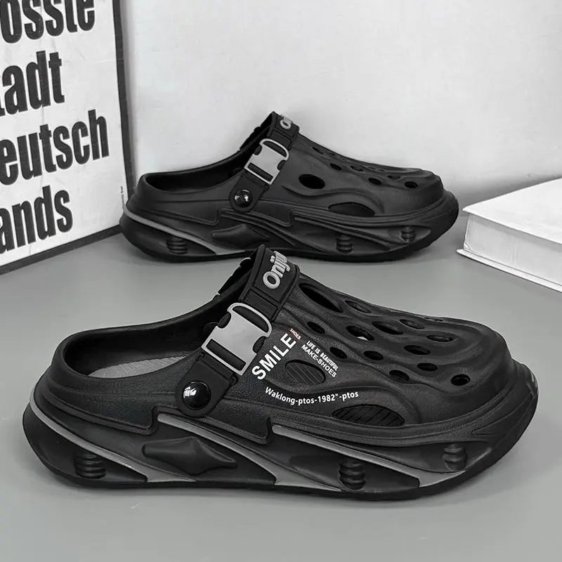 Cave shoes men's summer non-slip and deodorant thick-soled wear-resistant comfortable wading beach sandals Textured Design Clogs Breathable