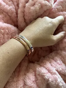 High Polish Rose and White Tone Bangle Set