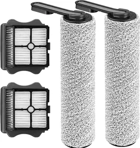 Floor ONE S5 Roller Brush Replacement and Vacuum Filter Kit Compatible with Tineco Floor ONE S5/S5 PRO 2/iFLOOR 5 Breeze Cordless Wet Dry Vacuum Cleaner, 2 Roller Brush, 2 Filters Not Fit S5 Combo