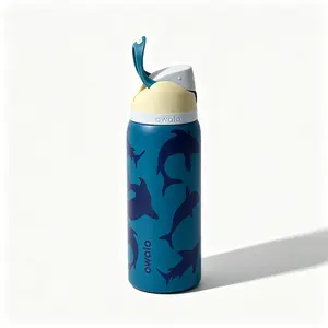 Owala FreeSip 32oz Shark Pattern, Kids Thermos Cup, Beautiful Water Bottle, 2-In-1 Straw, BPA Free, Ideal Choice For Sports Enthusiasts, Student Giftsstu blue water bottle