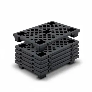 6 Pcs Lightweight Nestable Plastic Pallets - 23.6" x 15.8" Floor Pallets for Storage, Heavy Duty Waterproof with Ventilated Grids, Ideal for Warehouse, Garage, Basement, and Indoor Outdoor