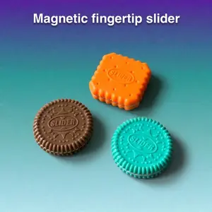 Silent Magnetic Biscuit Fidget Slider, EDC Stress Relief Toy, Fingertip Push Slider for Focus, Portable Magnetic Decompression Toy, Creative Desk Fidget for Adults