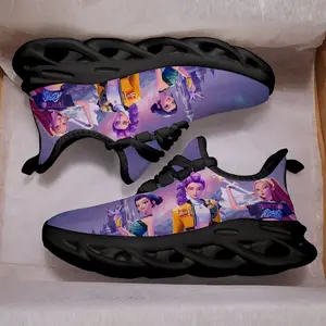 K-Pop Hunter Girl Group Castle Fantasy Illustration Kids Casual Sports Training Shoes, Breathable Textile Upper, Unisex, All Seasons