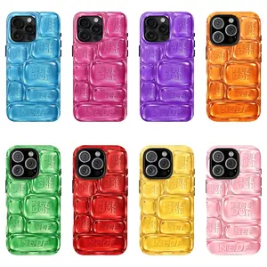 Colorful ICE Cool Crush Ice Cube Phone Case, 2D Printed Graphic Hard Phone Cover,  Play Blue 17 16E Air Pro Max