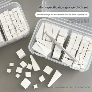New nail art Manicure pat cotton multi-specification high density tofu block grab clip gradient blending cotton triangle pat pat glue sponge set with storage box nail salon tools
