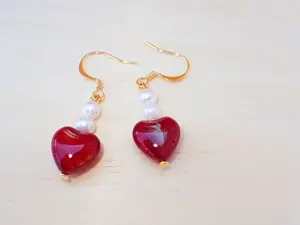 Women's Stained Glass, Beads Heart Earrings - Fashion Costume Jewelry Accessories for Daily Wear