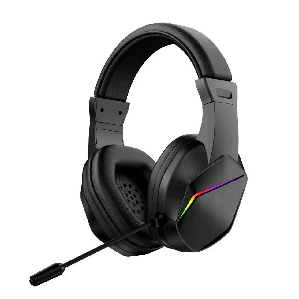 H21 Wired Gaming Headset, 7-Mode RGB LED Lights, 50mm Drivers HiFi Stereo Over-Ear Headphones with Noise-Cancelling Mic, In-Line Volume Control, 3.5mm & USB Plug for PC, PS4, PS5, Xbox One, Switch, Laptop & Online Courses - from p79Supply