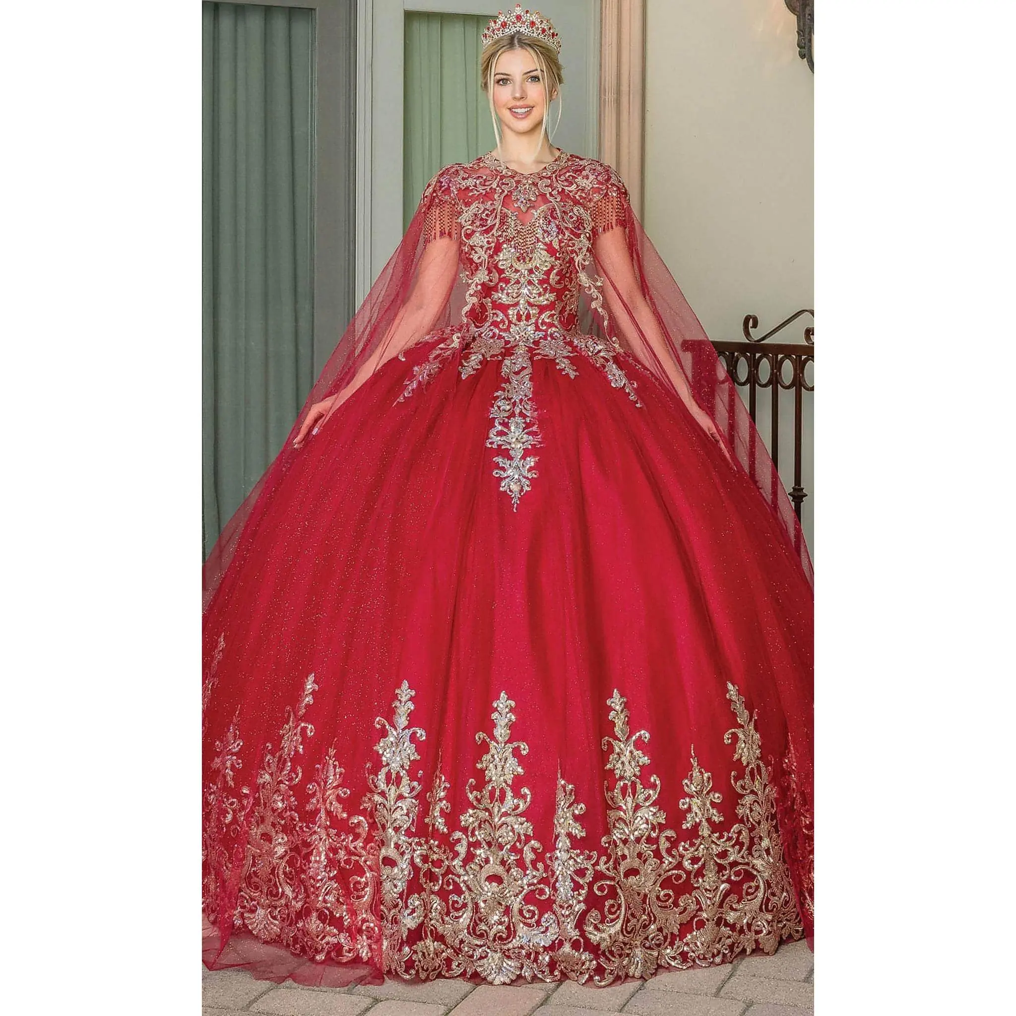 Dancing Queen 1708 - Illusion Bateau Embellished Ballgown