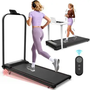 Dufominc 2-in-1 Foldable Incline Treadmill with Handle, Portable Under Desk Walking Pad, Vibration Pad, and Remote Control - Home Fitness Exercise Gear
