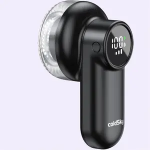 Rechargeable Fabric Shaver, Lint Shaver with Digital Display, Sweater Shaver with 6-Leaf Blades and Safety Lock, 3-Speeds Defuzzer Remove Fuzz, Pills from Clothes, Furniture, Sofa, Blanket coldSky