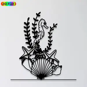 1pc Seahorse & Seashell Metal Wall Art, Nautical Seahorse & Seashell Statue Mural, Ideal Gift for New Year, Easter, Nautical Decor Enthusiasts,  Wall Sculptures, Perfect for Patio Wall & Garden Fence, Unique Coastal Home Decor