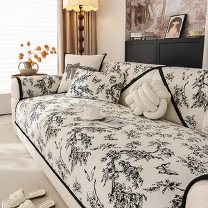 1 pc, 1/2/3/4/Large - 4-seat high-grade chenille thickened jacquard non-slip sofa cushion, sofa cover, Sofa Slipcover, main seat princess corner combination sofa cover, all-season, suitable for living room, bedroom, home decoration, pet-friendly